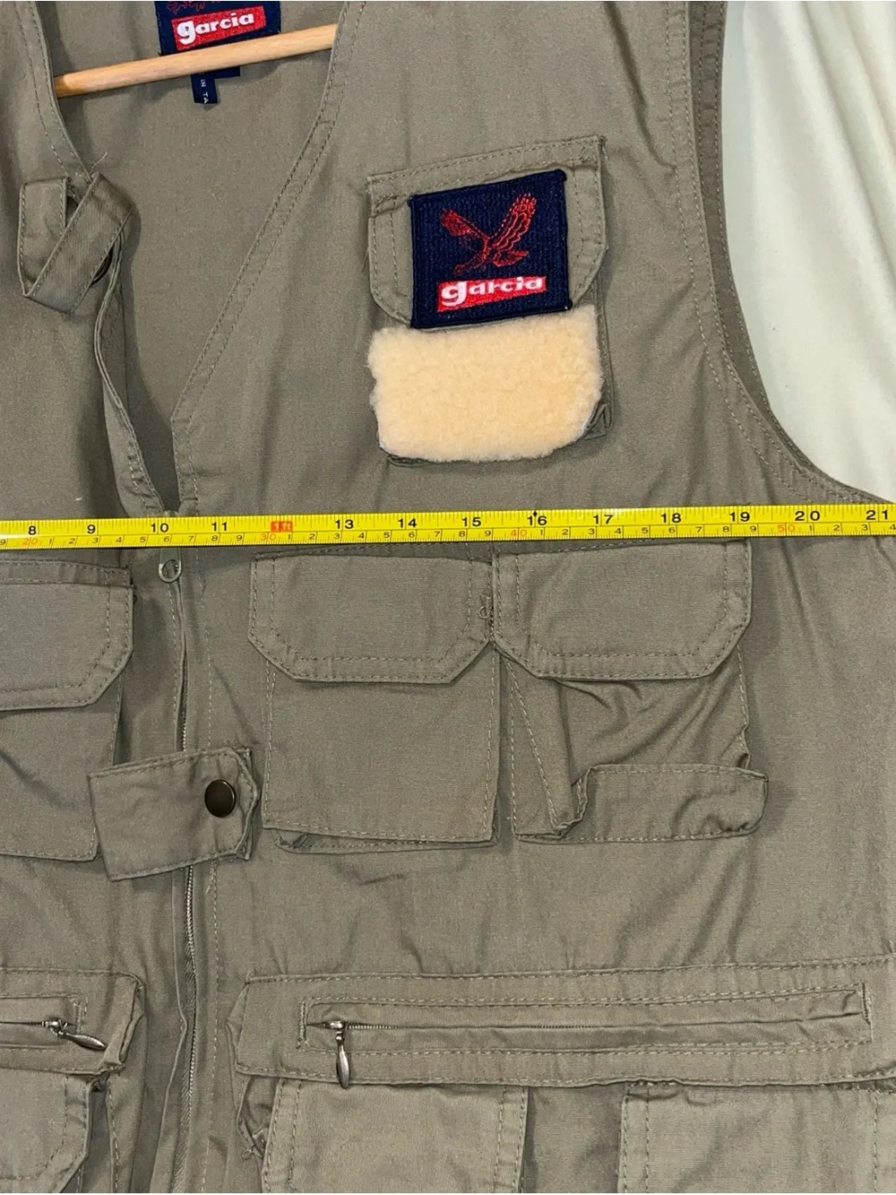 Garcia Men's khaki vintage fishing Utility Vest with Multiple Pockets